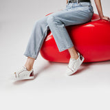 CHRISTIAN LOUBOUTIN Fun Vieira 金屬拼接白色休閒鞋 - 紅/白