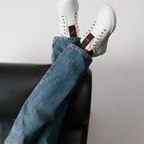 CHRISTIAN LOUBOUTIN 白色鉚釘小牛皮鞋