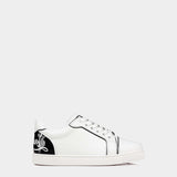 CHRISTIAN LOUBOUTIN Fun Vieira 金屬拼接白色休閒鞋 - 黑/白