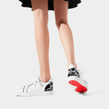 CHRISTIAN LOUBOUTIN Fun Vieira 金屬拼接白色休閒鞋 - 黑/白