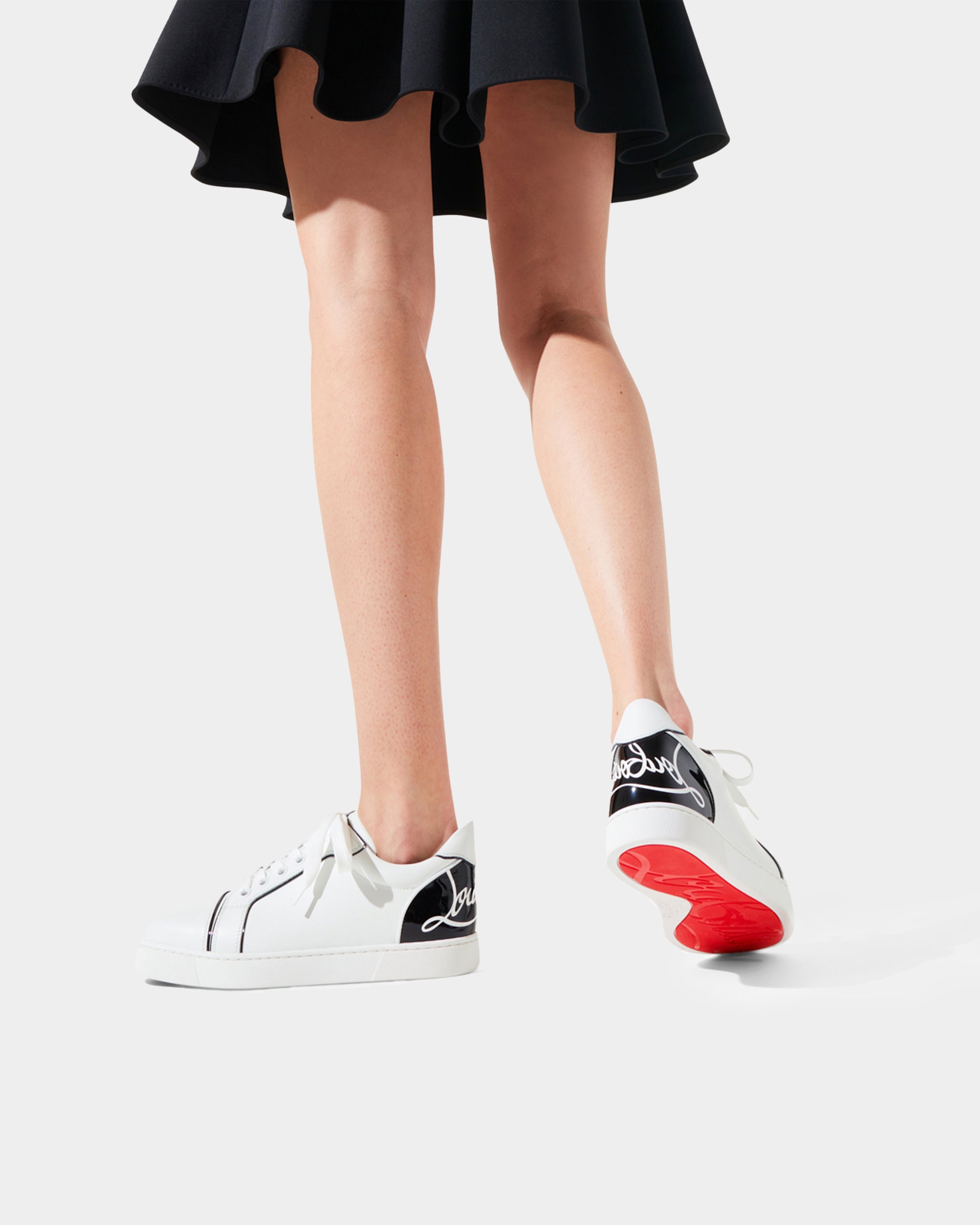 CHRISTIAN LOUBOUTIN Fun Vieira 金屬拼接白色休閒鞋 - 黑/白