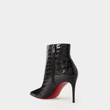 CHRISTIAN LOUBOUTIN So Kate crocodile embossed patent leather 10 cm high heeled ankle boots 