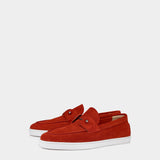 CHRISTIAN LOUBOUTIN RED SUEDE LOAFER 