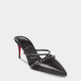 CHRISTIAN LOUBOUTIN Studded Pointed Toe 8.5 cm High Heel Mules - Black 