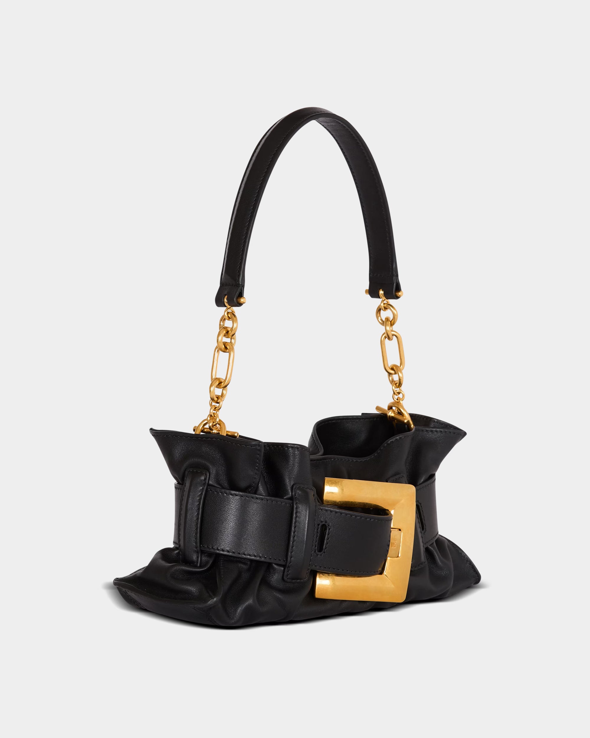 BALMAIN 迷你 Anthem 小牛皮手袋-黑色