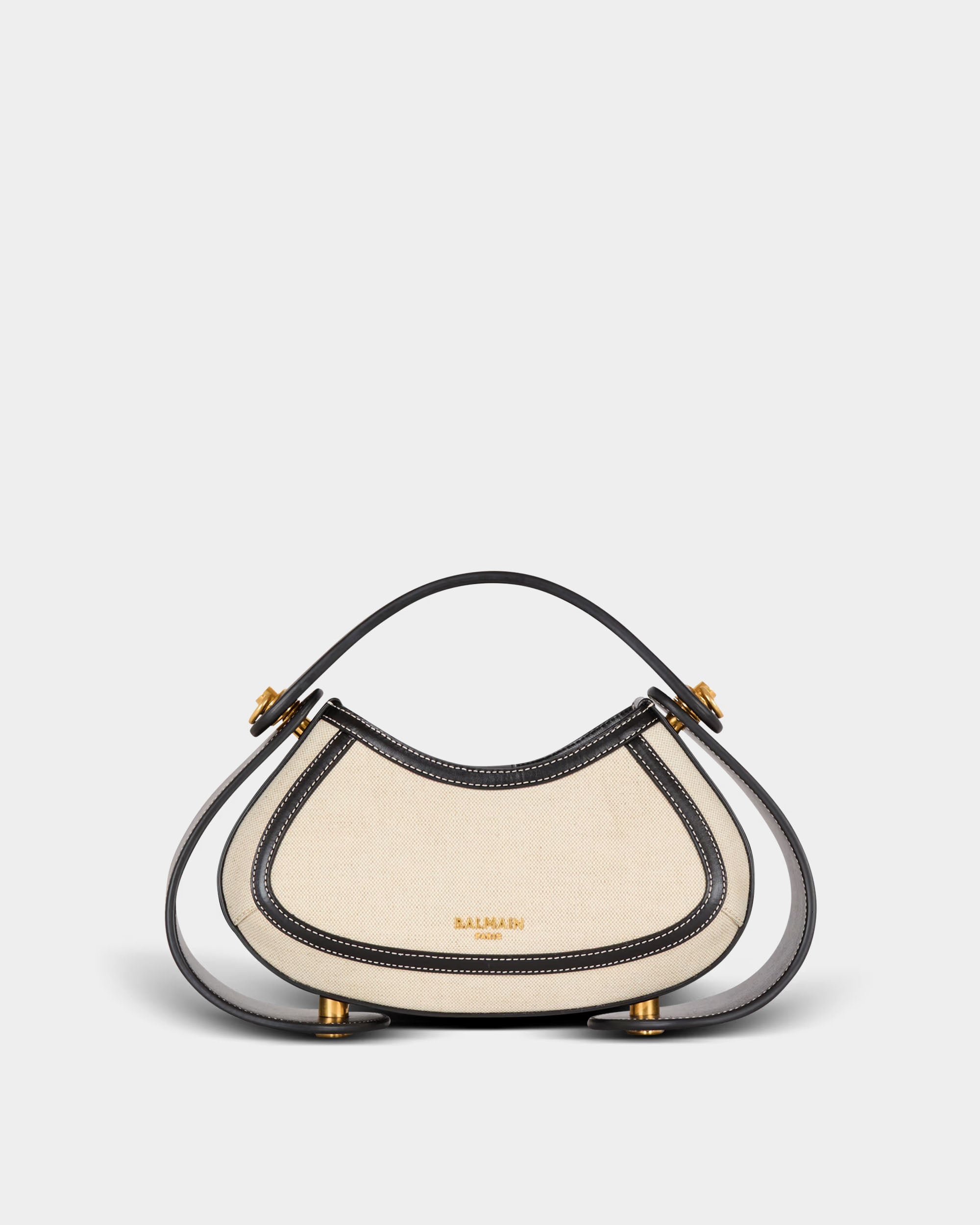 BALMAIN 中型 Jolie Madame 帆布光滑皮革包