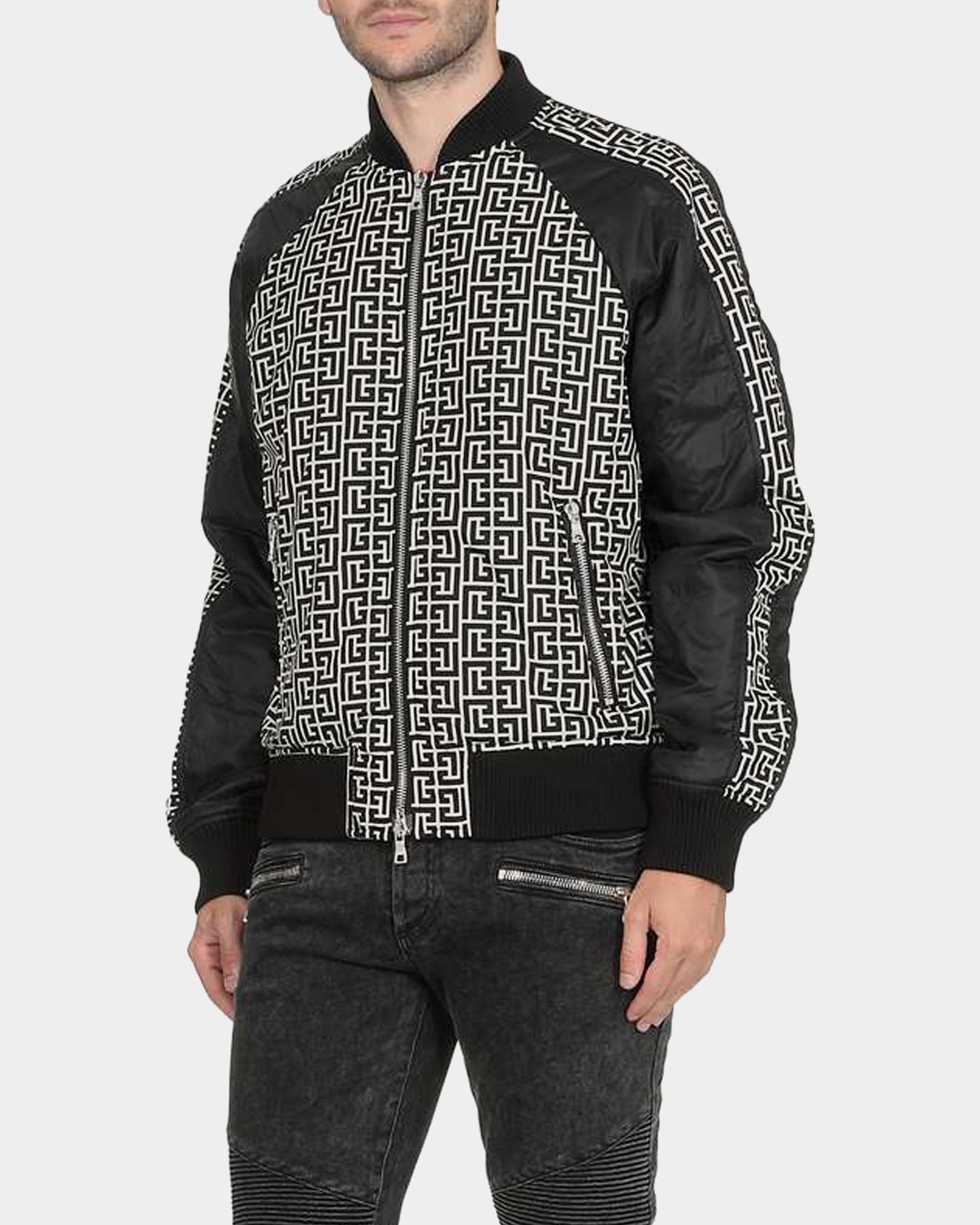 BALMAIN 經典 PB 緹花尼龍飛行夾克