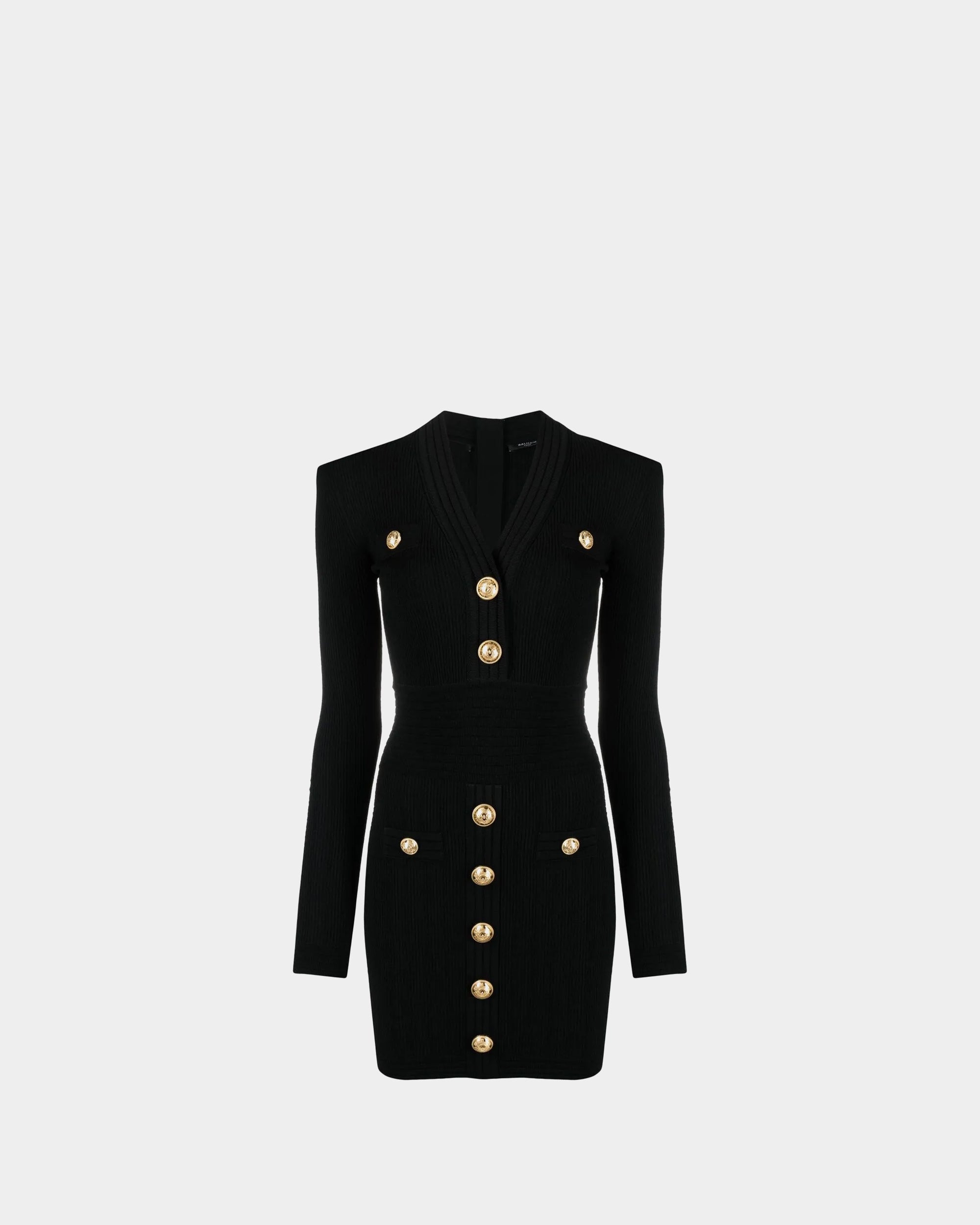 BALMAIN Classic knitted gold button dress 