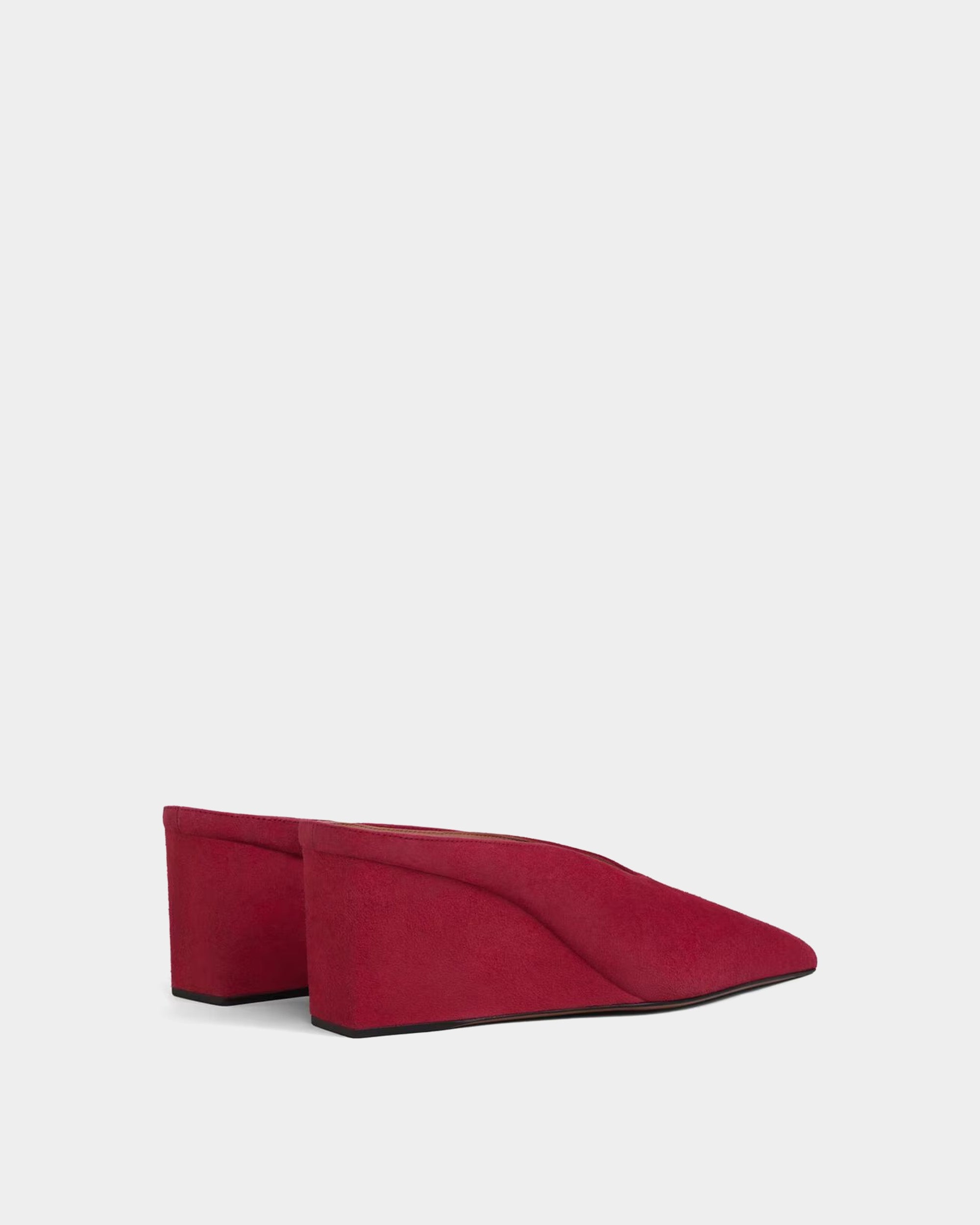 CUBE WEDGE MULES IN SUEDE