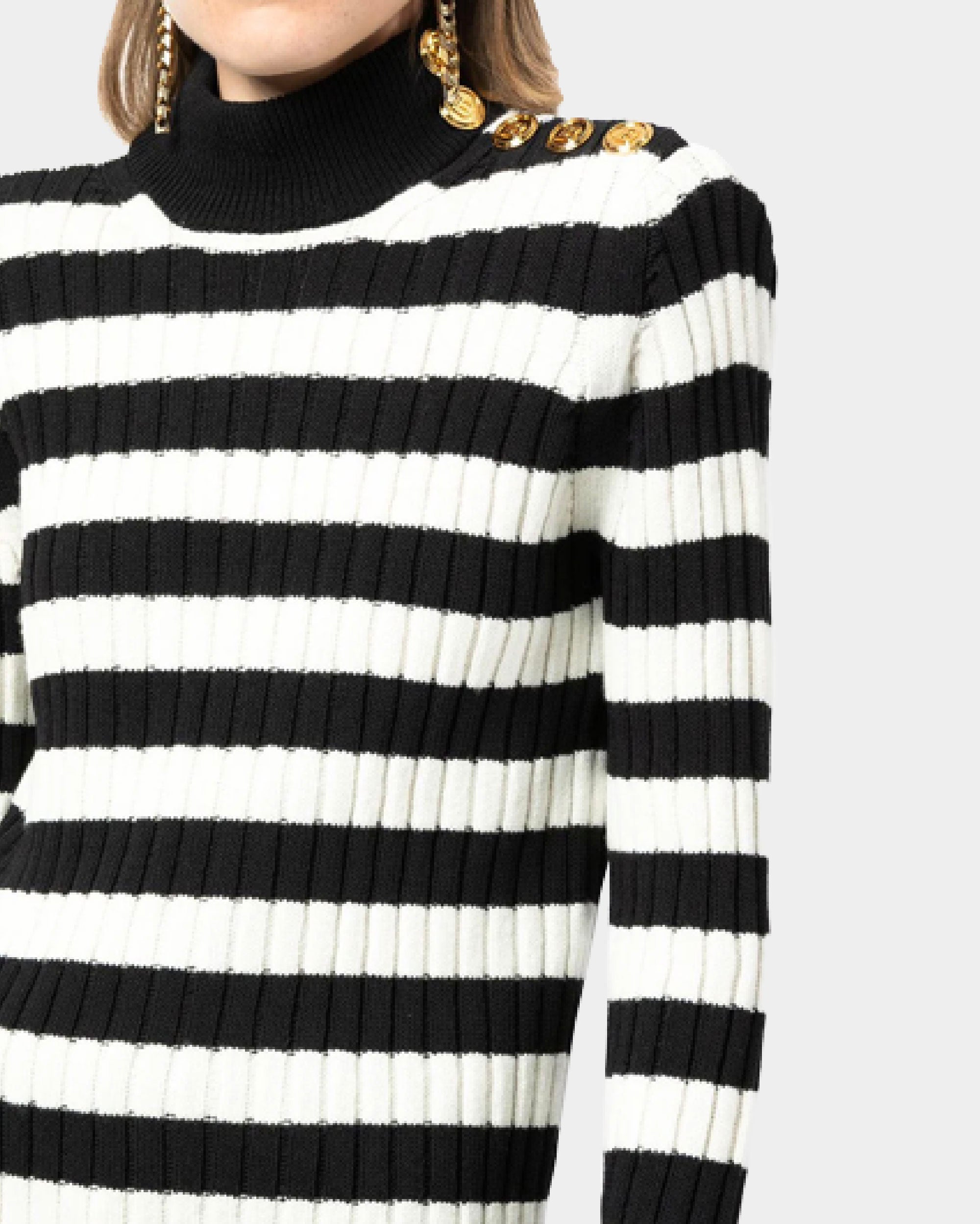 Balmain 高領黑白條紋毛衣 / 女